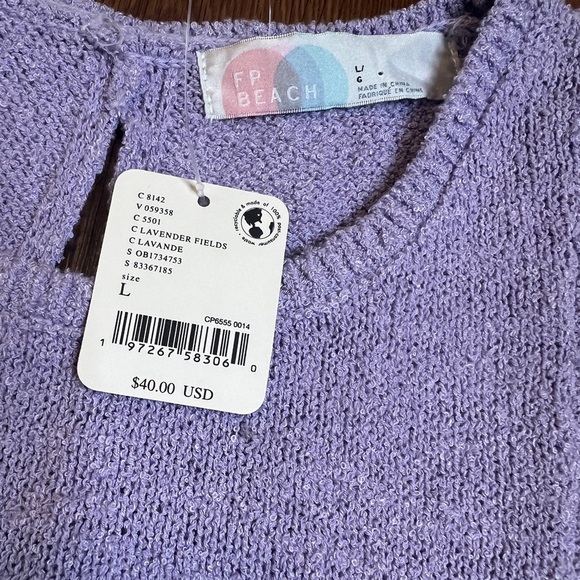 Free People Over The Moon Sweater Top Lavender Fields size L NWT Purple - Picture 5 of 6